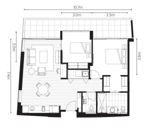 One bedroom Apartment Floor Plan for sale at Morgan Glen Iris